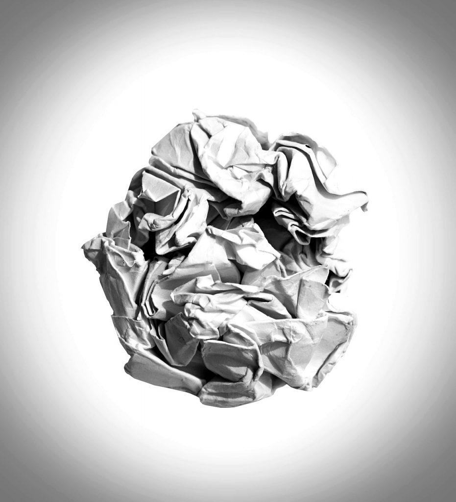 crumpled ball of paper